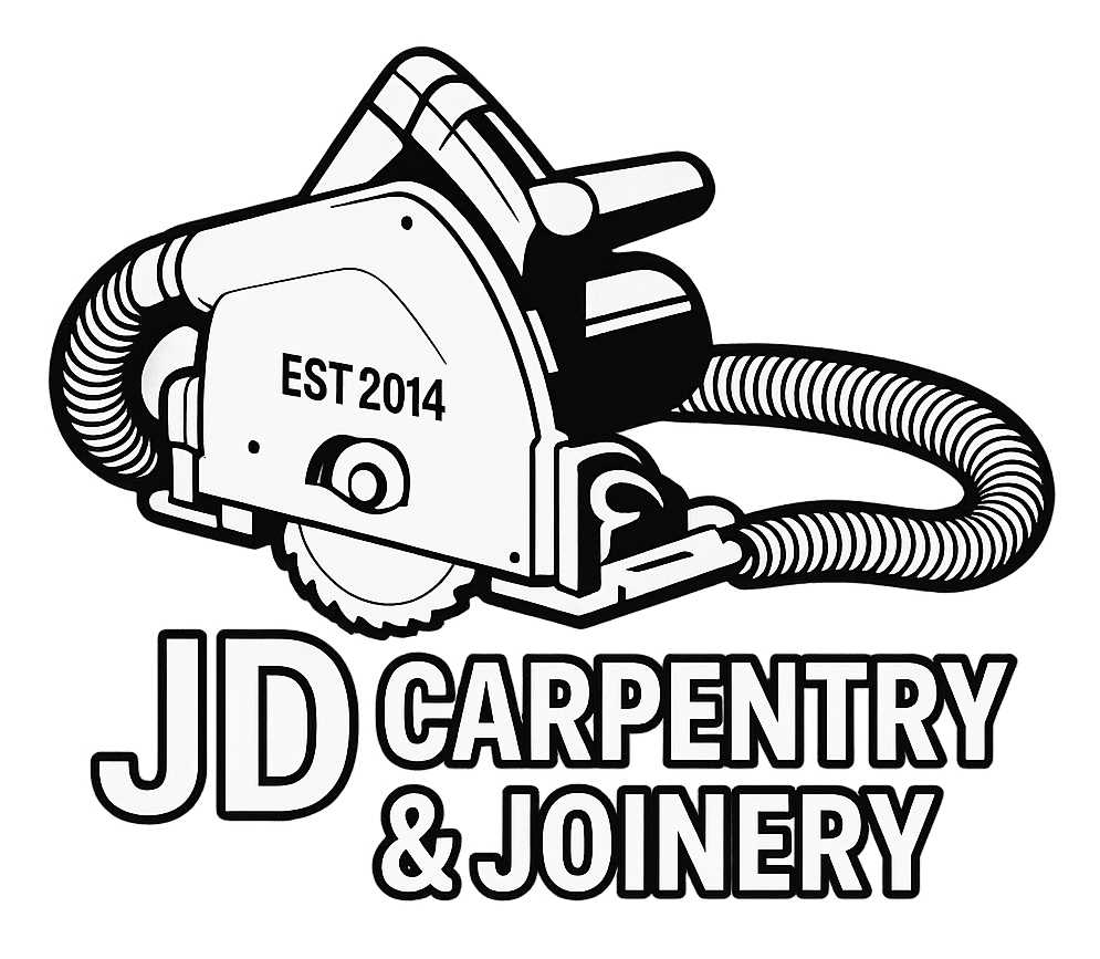 jd carpentry and joinery logo white